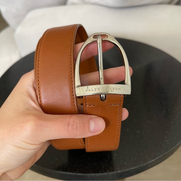 RALPH LAUREN PURPLE LABEL WELLINGTON LEATHER BELT - Picture 1 of 12